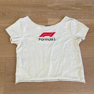 Aeropostale Formula 1 Graphic Tee Off Shoulder Car Size S White Red Black